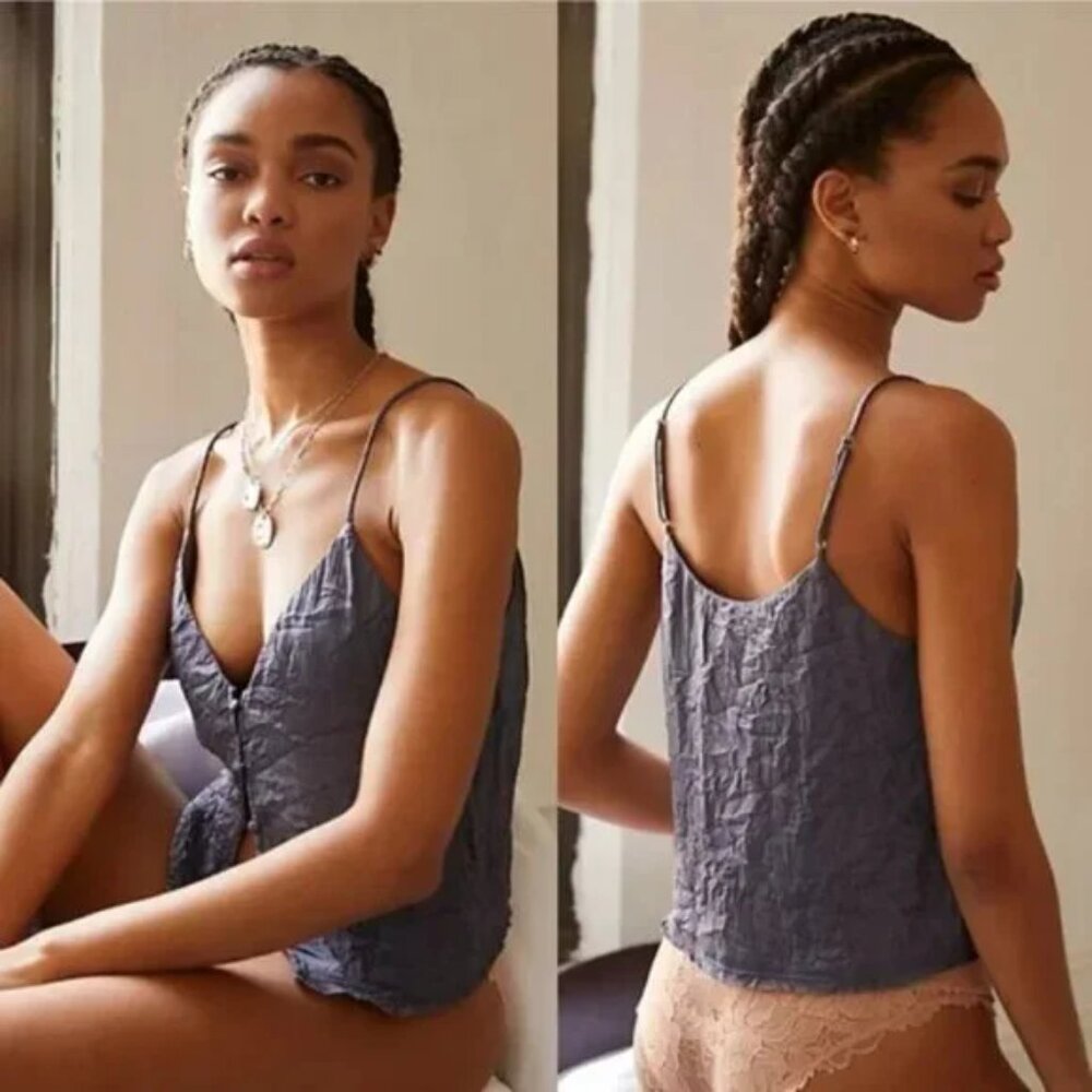 NWOT Free People Intimately Shine Time Cami Top in Purple Gray